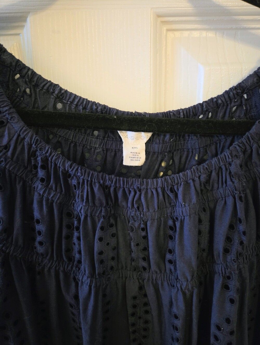 Caslon Short-Sleeve Eyelet Peasant Blouse Top - Picture 3 of 6